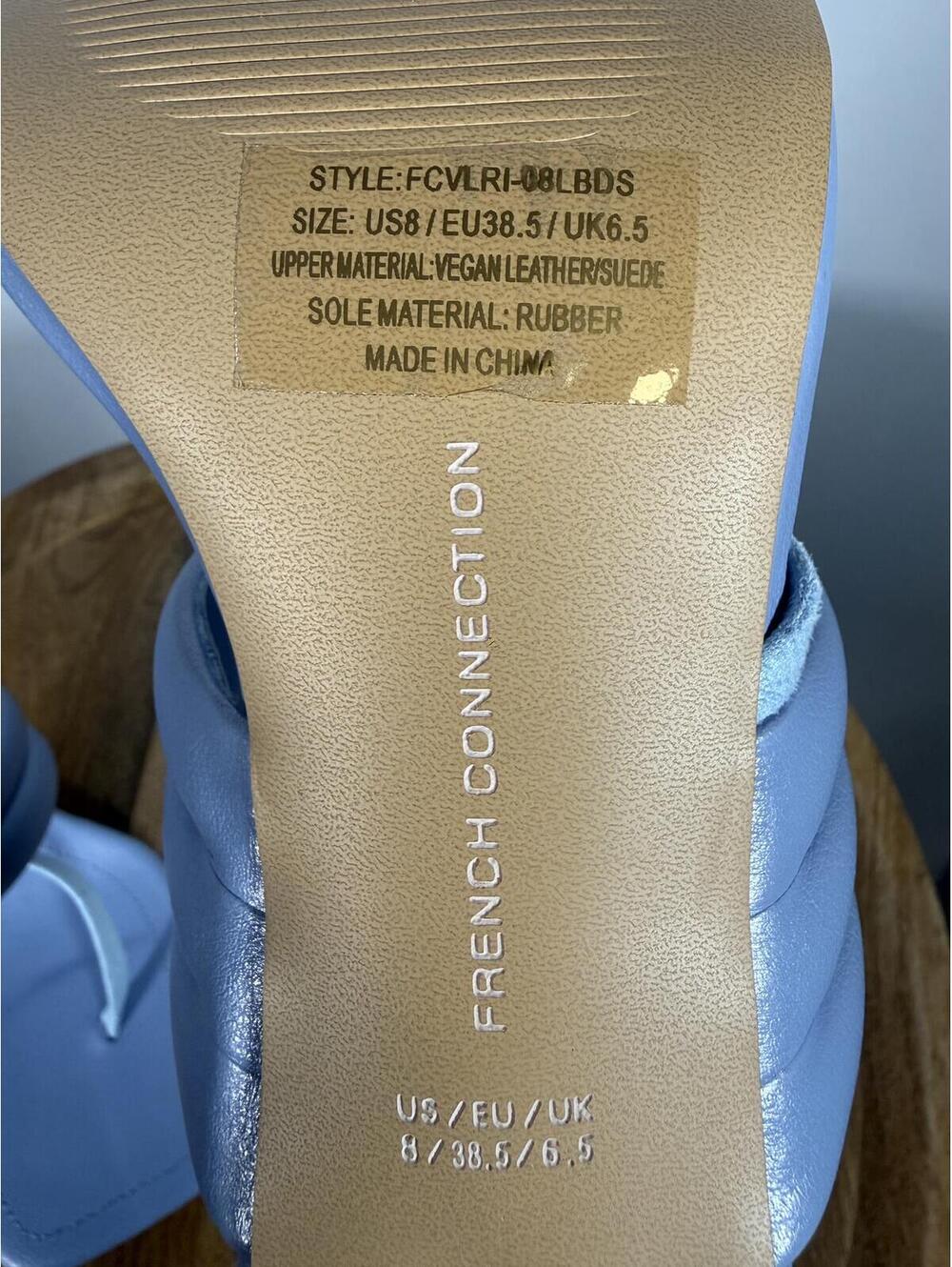 French Connection Heels Blue Thong Strap Square Toe Padded Sandals US 8 NWB - Picture 6 of 10